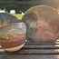 With the turntable handmade plate with speckled Pyerite clay in 3 Colors  high firing glaze.