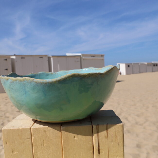 Unique, exclusive handmade large Lagoon salad, fruit bowl for your kitchen or table