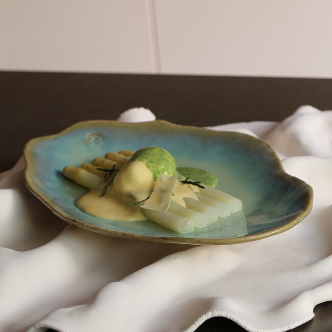 Handmade ceramic plate Couteau, Lagune