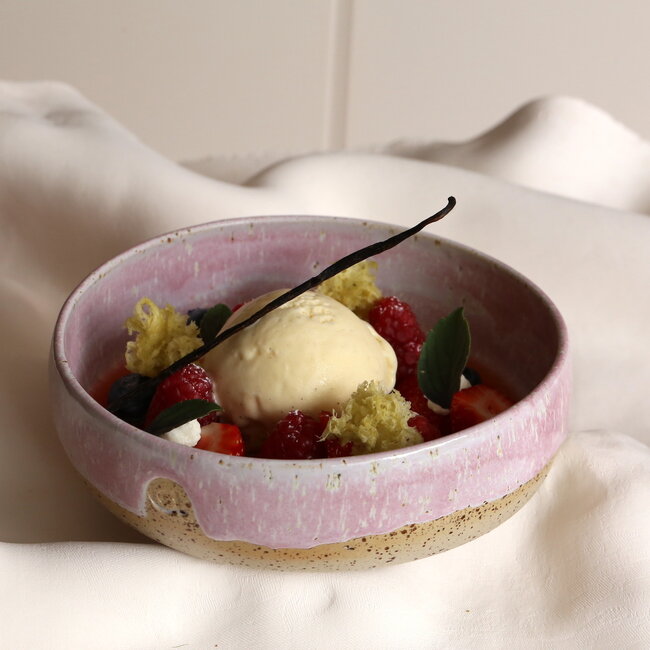 Contemporary, handmade ceramic l'escalader from the "Rose" service