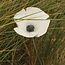 Handmade unique porcelain poppy, white glazed