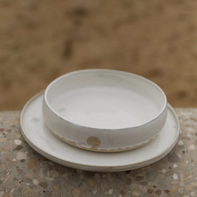 Keramisch handgemaakt schaal, White Dunes