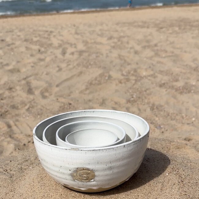 Handmade ceramic bowl, White Spots