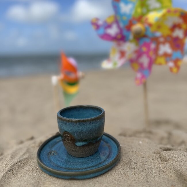 Assiette en céramique artisanale , Italian Turquoise