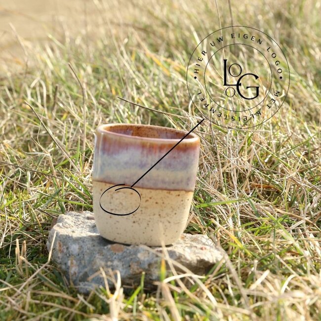 Handmade ceramic cup with stamp