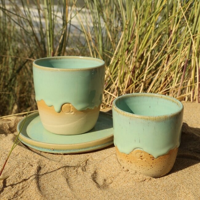 Contemporary, handmade ceramic cup from the tableware and collection “Lagune"