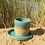 Golvende, handgemaakte keramische tas “Léonore” van ons koffieservies "Turquoise"
