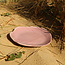 Handmade ceramic plate Amandine in shell shape and glazes pink of the "Chefs Artisann i-lign" for contemporary use as well as for catering.