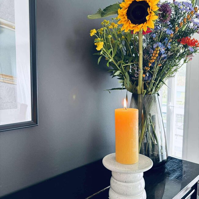 Handmade ceramic candle holder, White