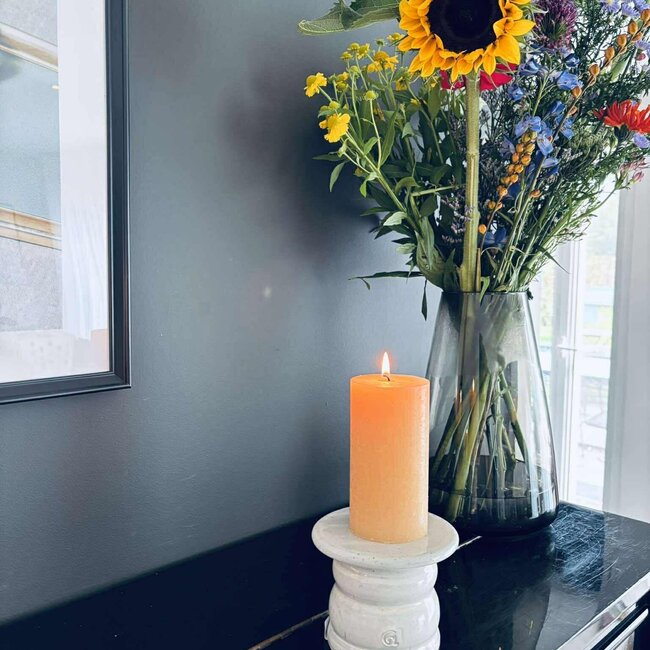 Handmade ceramic candle holder, White