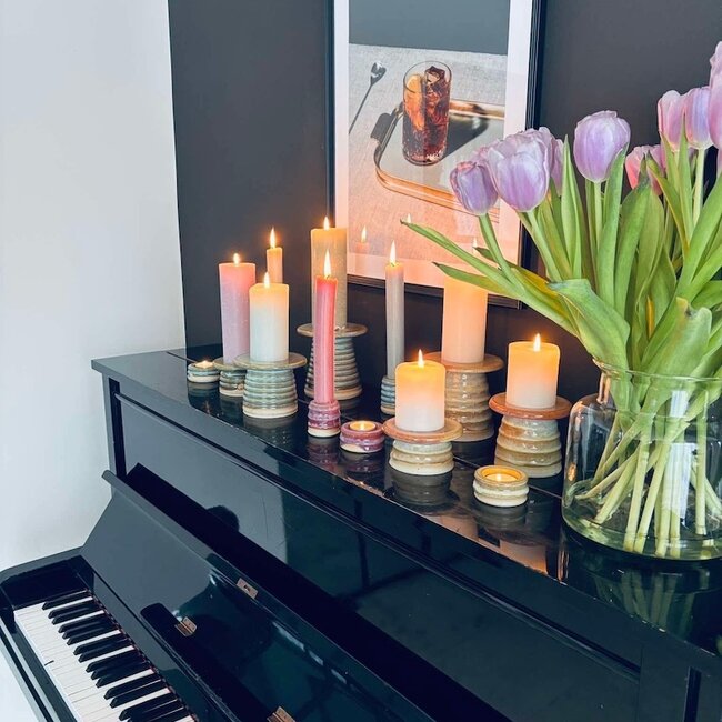 Handgemaakte keramische kandelaar, White