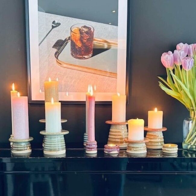 Handgemaakte keramische theelichthouder, White