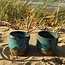 Wavy, handmade ceramic cup “Léonore” for our coffee set "Turquoise"