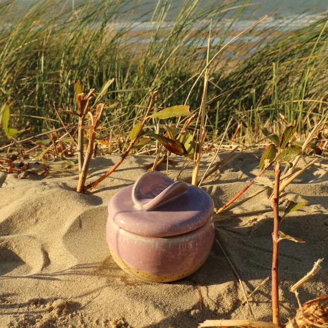 Sugar bowl "Rose" handmade in spots clay with a uniquely designed Artisann