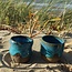 Wavy, handmade ceramic cup “Léonore” for our coffee set "Turquoise"