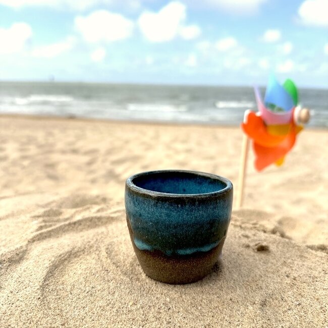 Contemporary, handmade ceramic cup from the tableware and collection “Italian Turqouise”