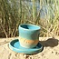 Wavy, handmade ceramic cup “Léonore” for our coffee set "Turquoise"