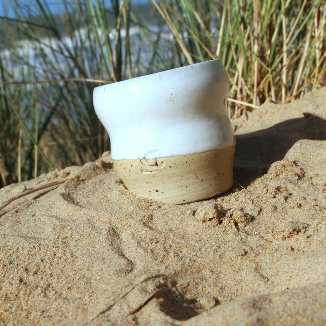 Wavy, handmade ceramic cup “Léonore” for our coffee set "White"