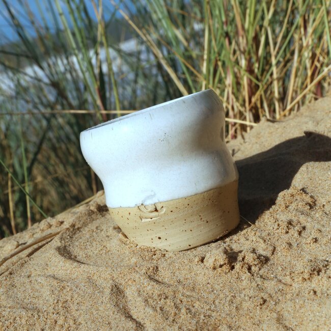 Wavy, handmade ceramic cup “Léonore” for our coffee set "White"
