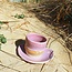 Wavy, handmade ceramic cup “Léonore” for our coffee set "Pink"