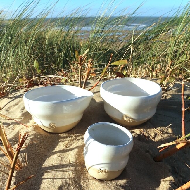 Ceramic handmade bowl matcha, White