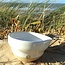 Ceramic handmade bowl with spout, White