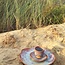 Handmade ceramic plate Amandine in shell shape and glazes sunrise of the "Chefs Artisann i-lign"