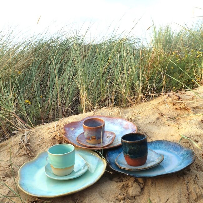 Petit plat en céramique artisanale Coquillage, Lagune