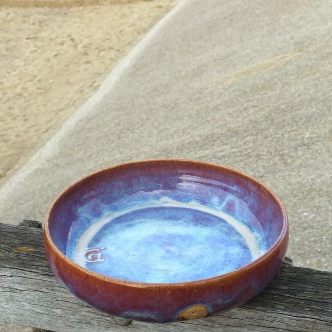 Unique, exclusive handmade large bowl with handmade turntable "Sunrise"