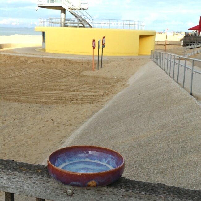Unique, exclusive handmade large bowl with handmade turntable "Sunrise"