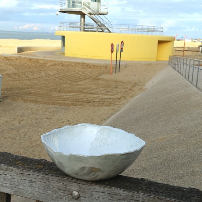 Keramisch handgemaakte saladekom, White Dunes