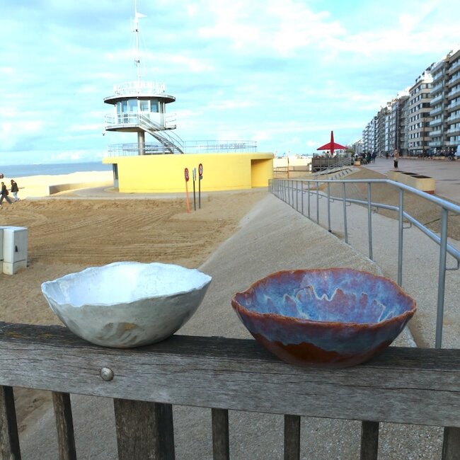 Unieke, exclusieve handgemaakte grote Sunrise salade, fruitschaal voor uw tafel, keukeneiland.