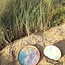 With the turntable handmade plate with speckled Pyerite clay in 3 Colors  high firing glaze.
