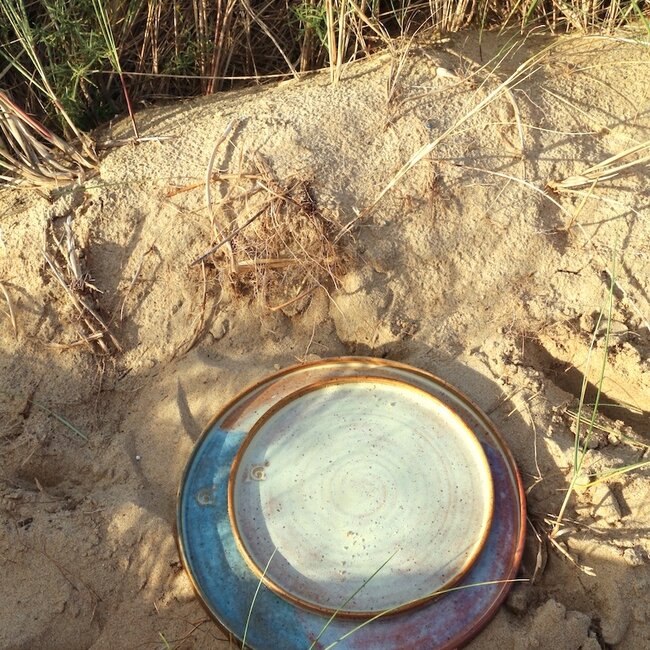 Handmade ceramic plate, Mustard