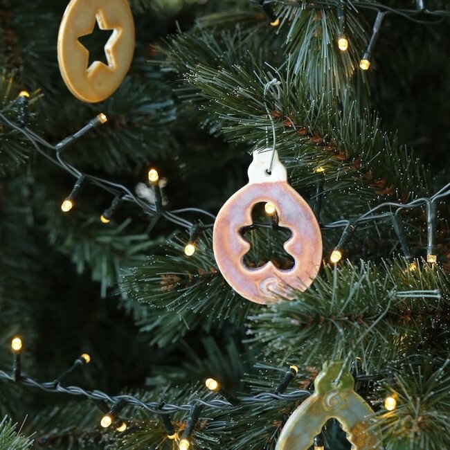 Boule de Noël artisanale en porcelaine, décorée d'une étoile, d'une poupée ou d'un sapin de Noël