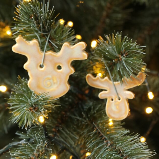 Handmade porcelain deer finished with a brown glaze