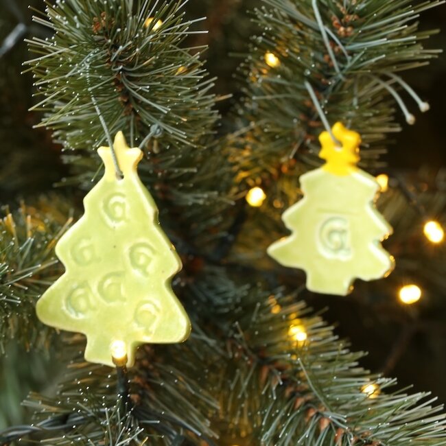 Handmade porcelain Christmas tree finished with light green or mint glaze