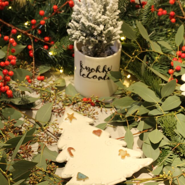 Handmade Christmas plate decorated with cute, unique Christmas items