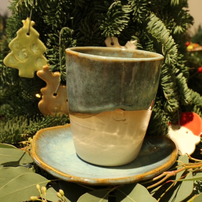 Contemporary, handmade ceramic tea or water cup from the tableware and collection “Mint"