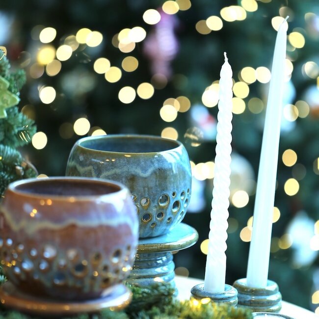 Porte-bougie en céramique fait main Globe, Sunrise