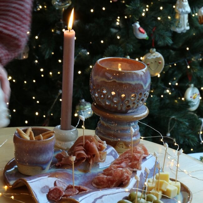 Plat de tapas Wave en céramique pour bouchées, plats à partager, apéritifs, sushis, charcuterie, fromages, …