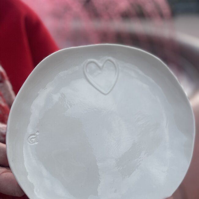 Handmade porcelain plate, Heart