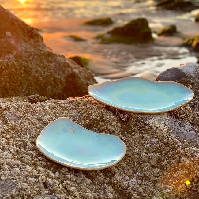 Handmade ceramic plate Coquillage, Lagune