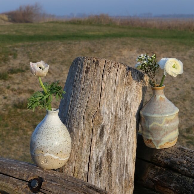 Ceramic handmade little vase  One Flower White