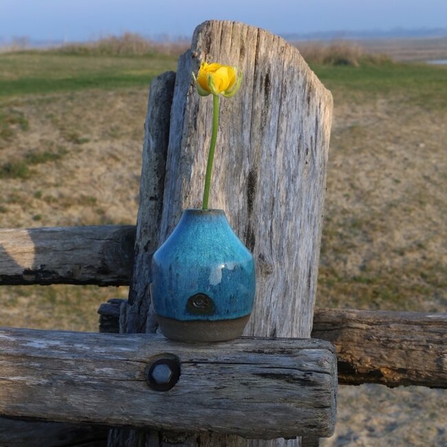 Petite vase fait main en céramique One Flower Italianne Turquoise