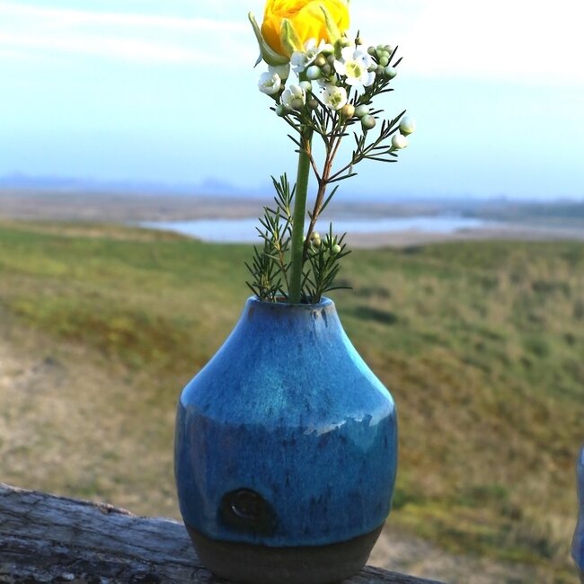 Keramisch handgemaakt vaasje One Flower Italian Turquoise