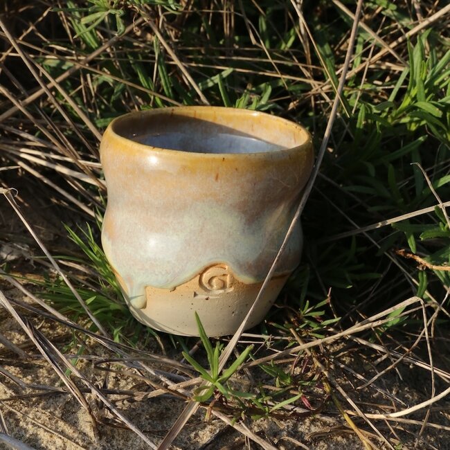 Ceramic handmade coffee cup Léonore, Mustard