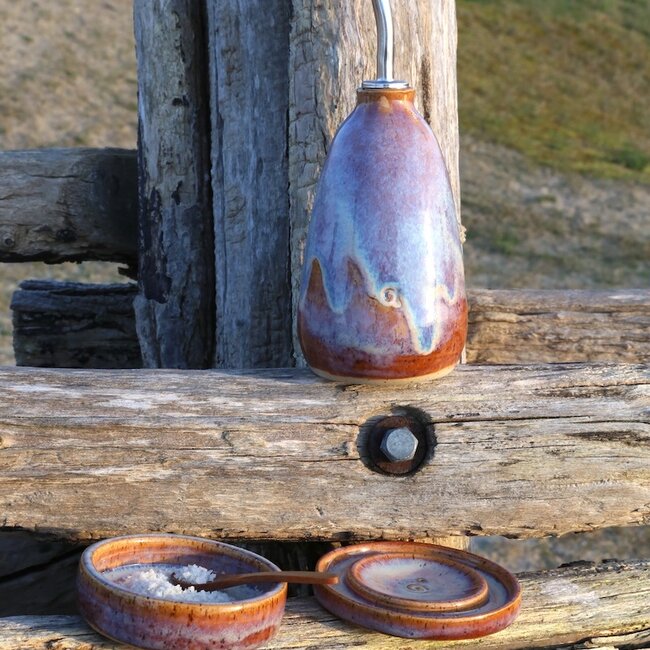 Ceramic handmade oil bottle, Sunrise