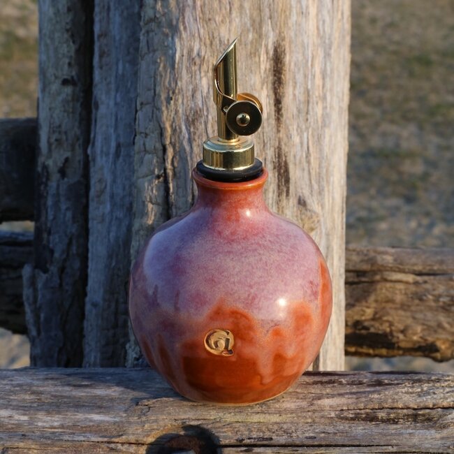 Ceramic handmade oil bottle, Sungreen