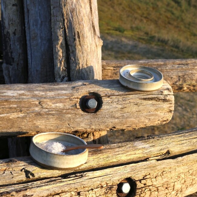 Ceramic handmade salt, pepper or tapas dish, "Italian White"